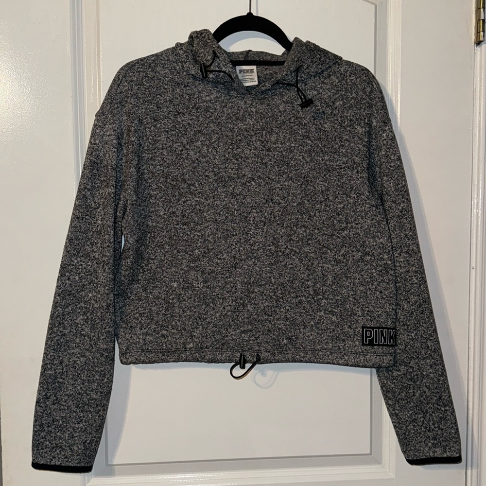 PINK Charcoal Grey Crop-top Hoodie